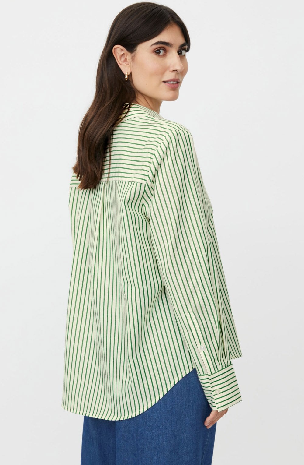 Iryelle Green & Off White Striped Shirt