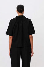 Iryssa Black Collared V-Neck Linen Shirt