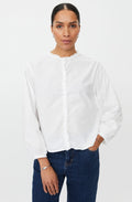 Isendre White Ruffle and Crinkled Shirt