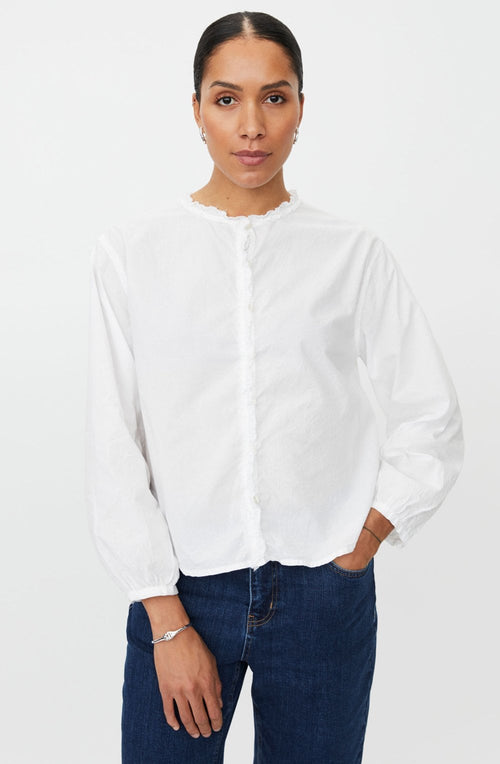 Isendre White Ruffle and Crinkled Shirt