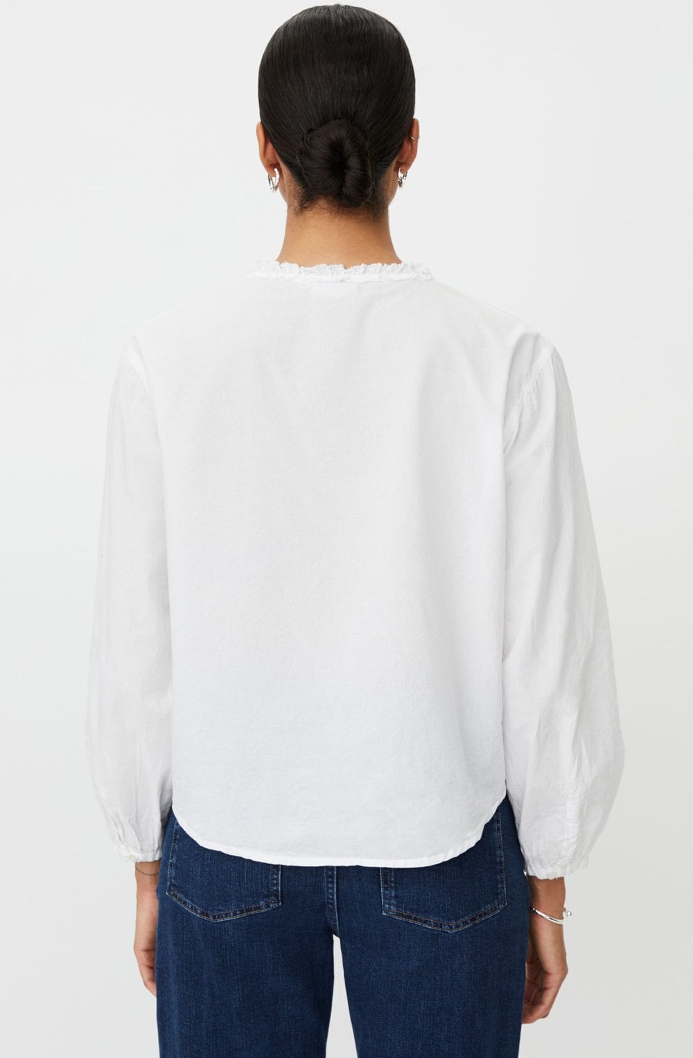 Isendre White Ruffle and Crinkled Shirt