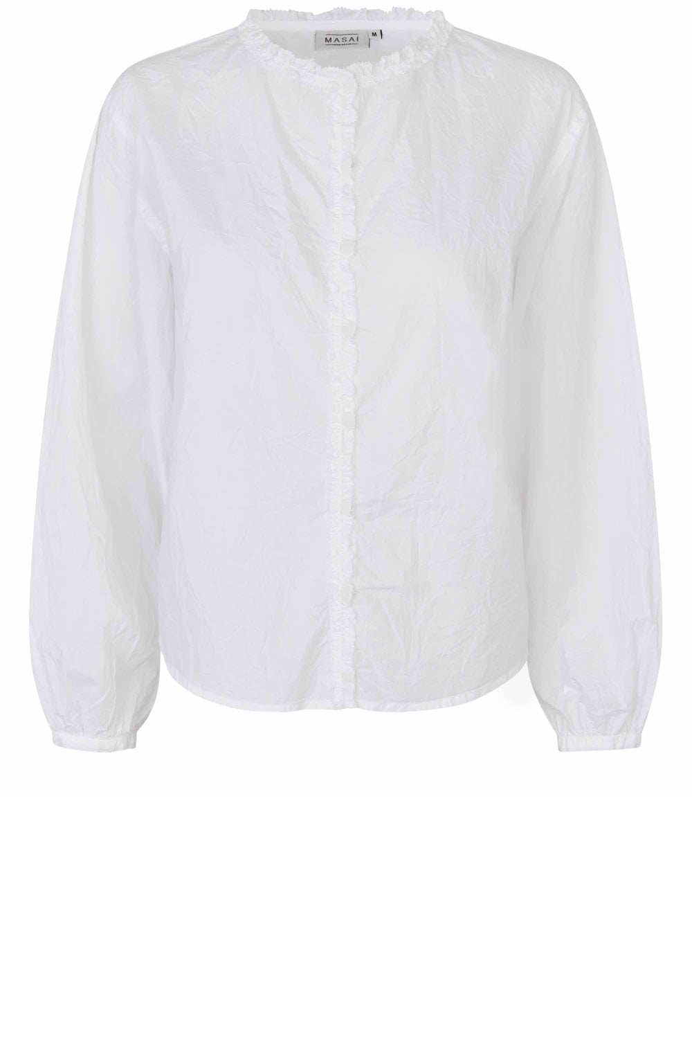 Isendre White Ruffle and Crinkled Shirt