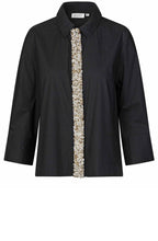 Ivesonna Embellished Placket Black Shirt