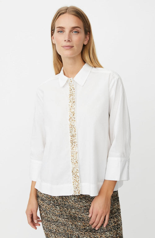Ivesonna Embellished Placket White Shirt