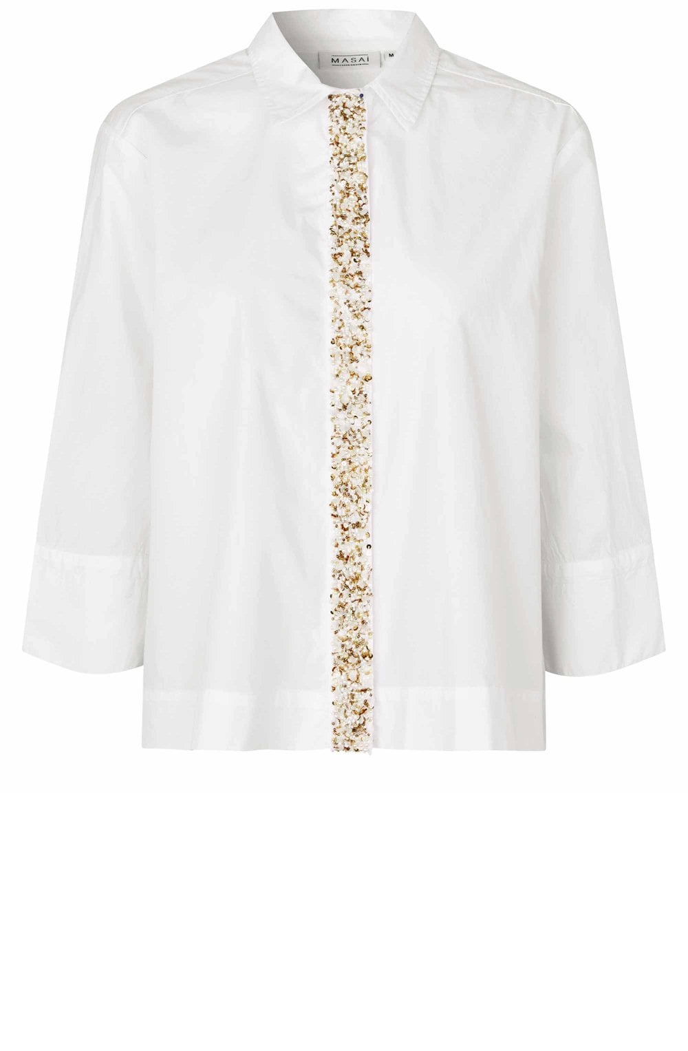 Ivesonna Embellished Placket White Shirt
