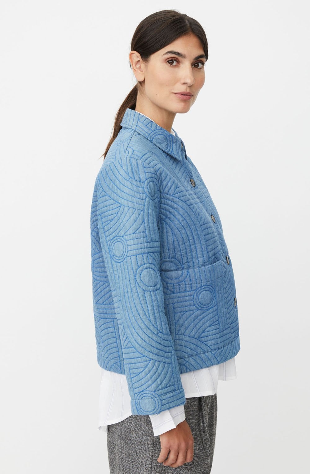 Jalindra Basic Denim Blue Quilted Jacket