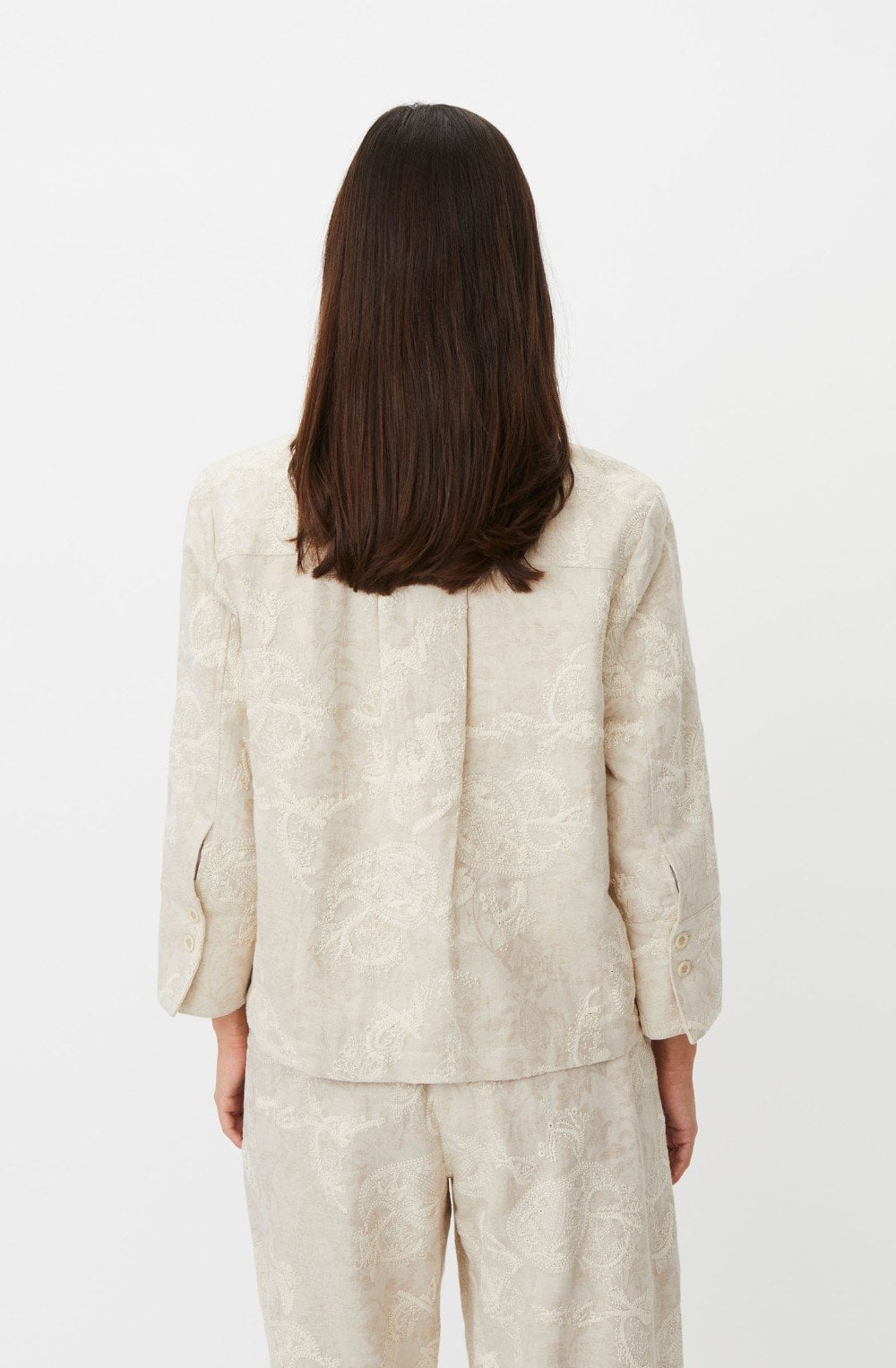 Jovalyne Natural Embroidered Linen Mix Jacket