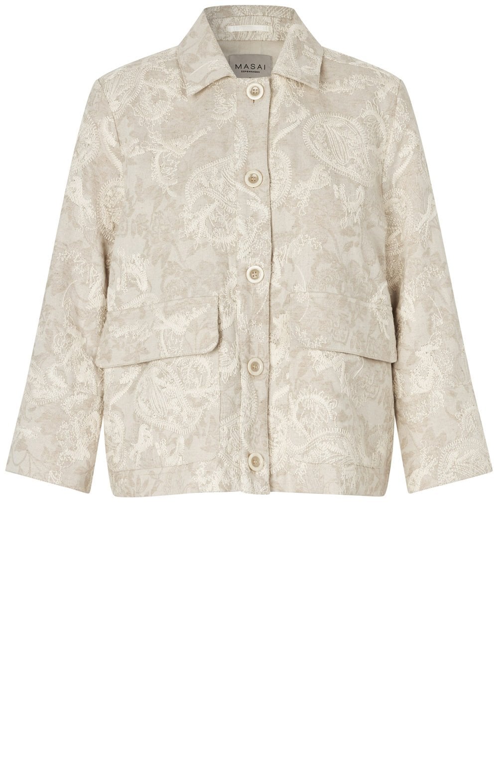 Jovalyne Natural Embroidered Linen Mix Jacket