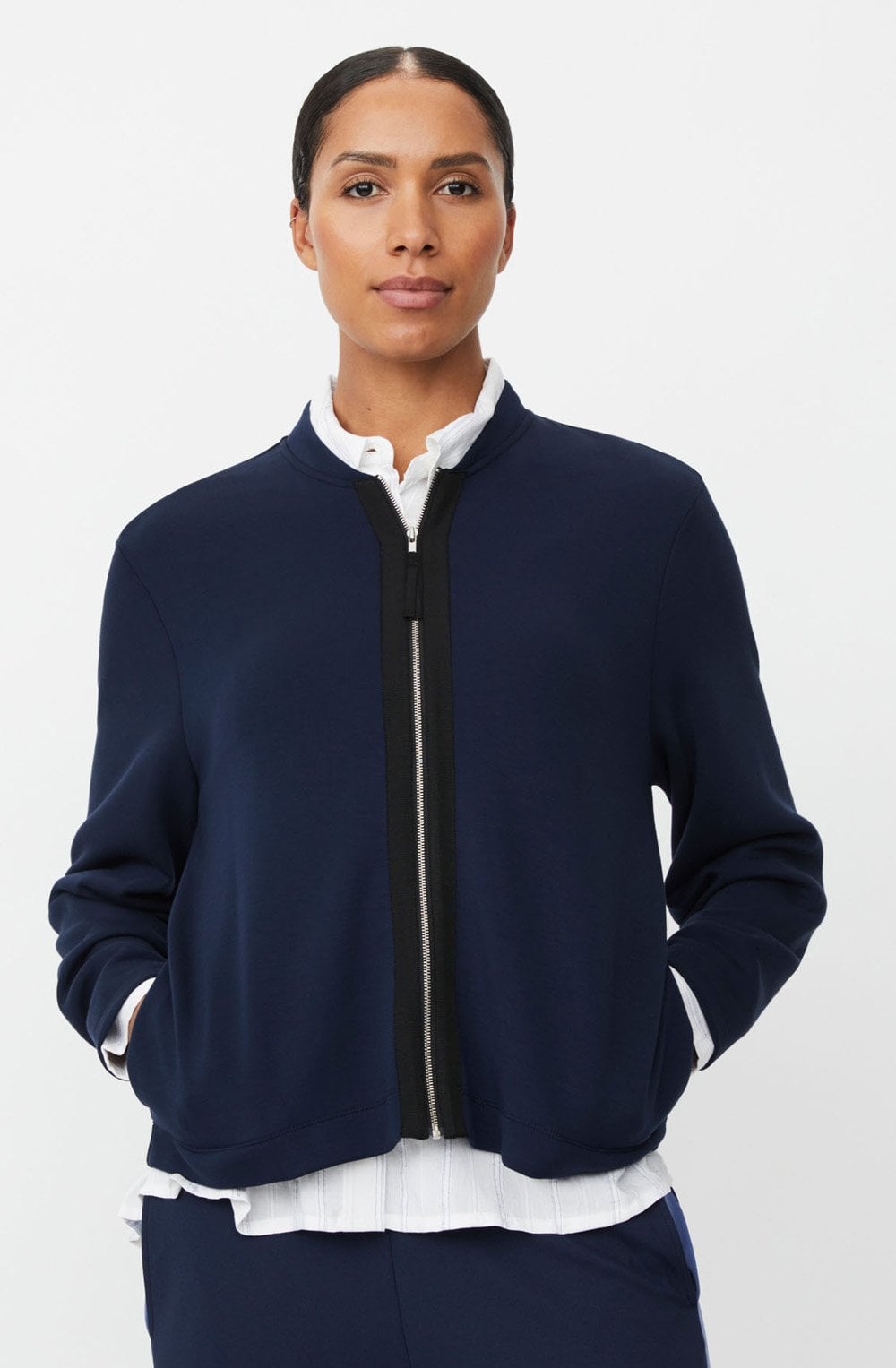 Junesse Navy Blazer Weighted Jersey Jacket