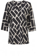 Kaisa Black & Cream Bold Print Top