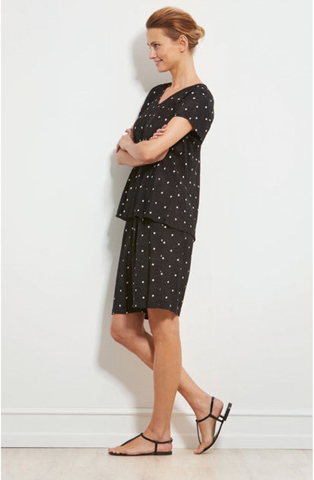 Kallo Black Spot Print Top