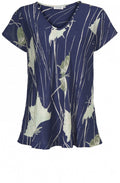 Kallo Blue Butterfly Print Top