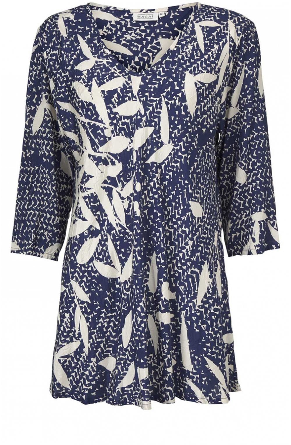 Kata Blue Leaf Print Top