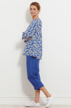 Kata Greek Blue Leaf Print Top