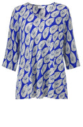 Kata Greek Blue Leaf Print Top