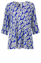 Kata Greek Blue Leaf Print Top
