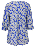 Kata Greek Blue Leaf Print Top