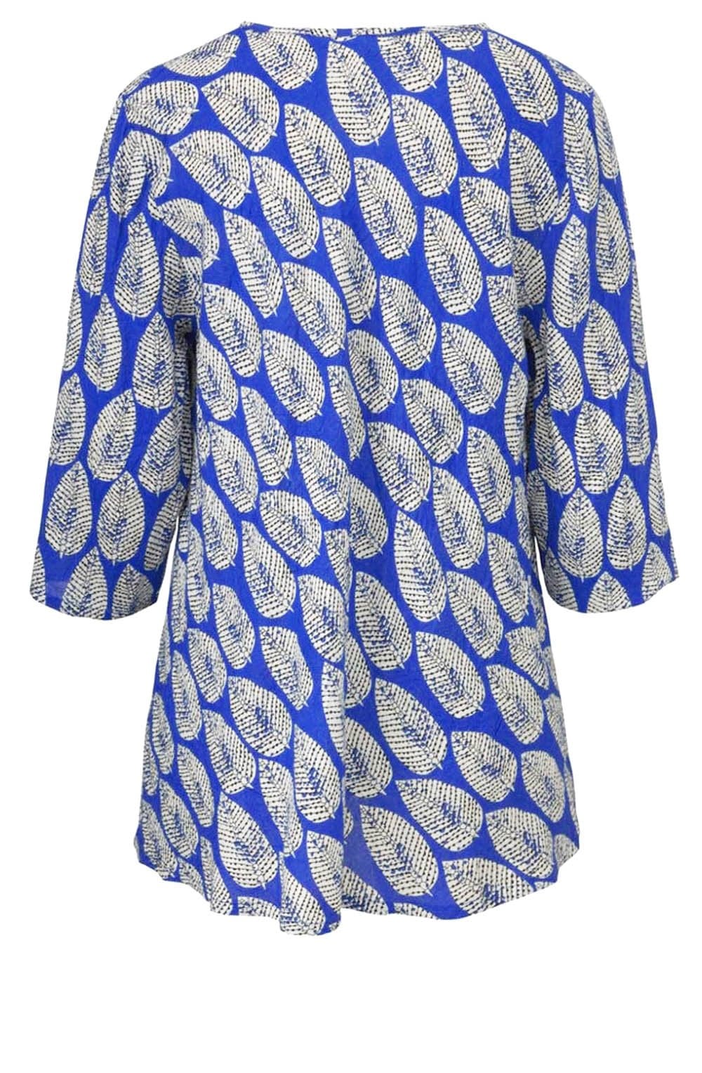 Kata Greek Blue Leaf Print Top
