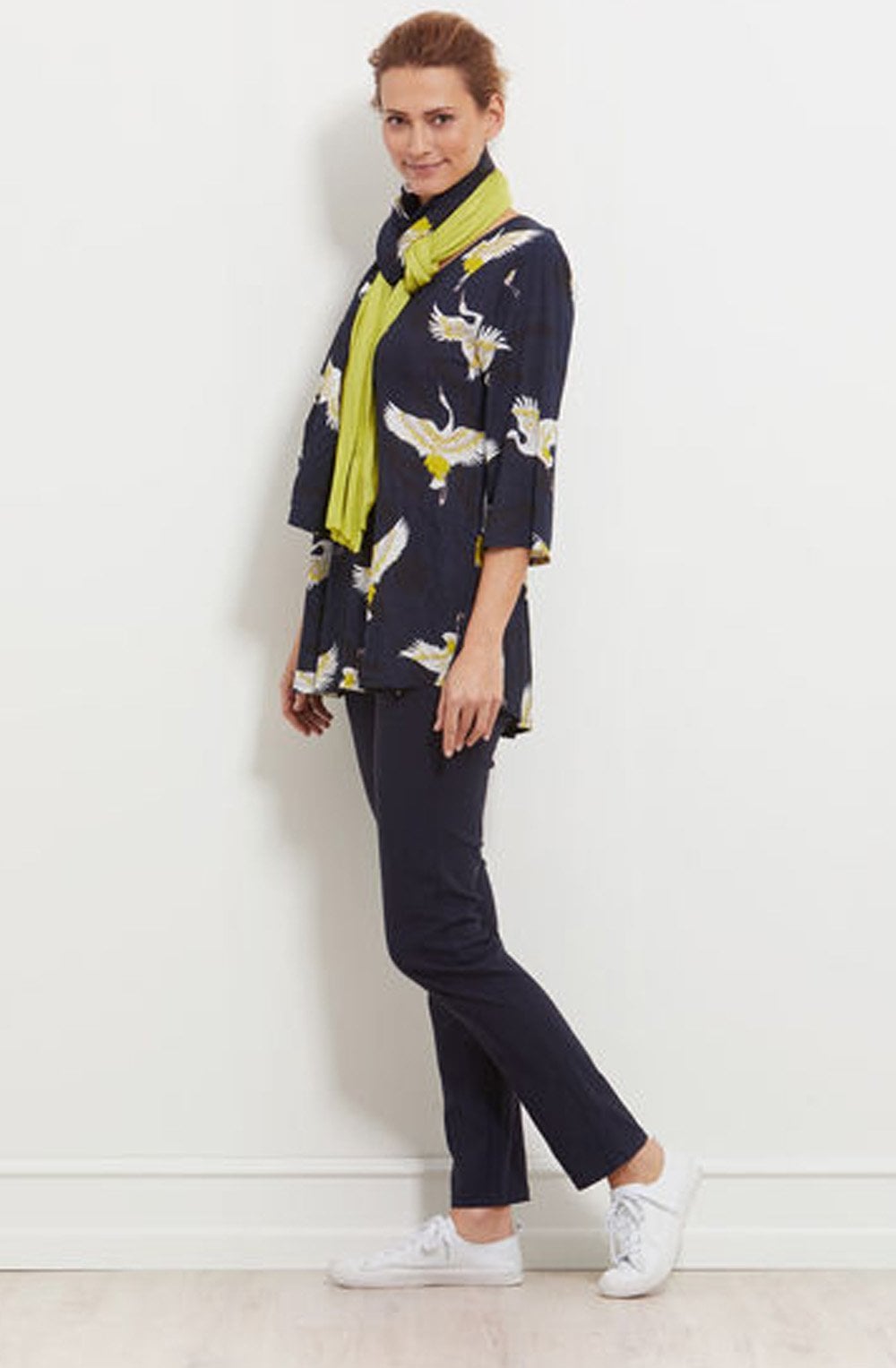 Kata Navy Crane Print Top