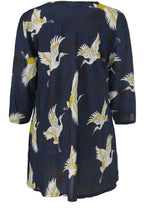 Kata Navy Crane Print Top