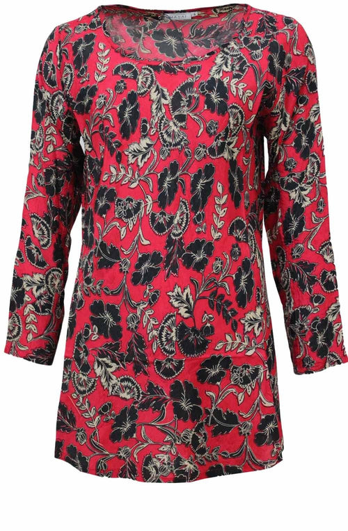 Kay Red Floral Print Top