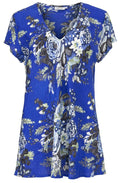 Kaza Greek Blue Floral Top