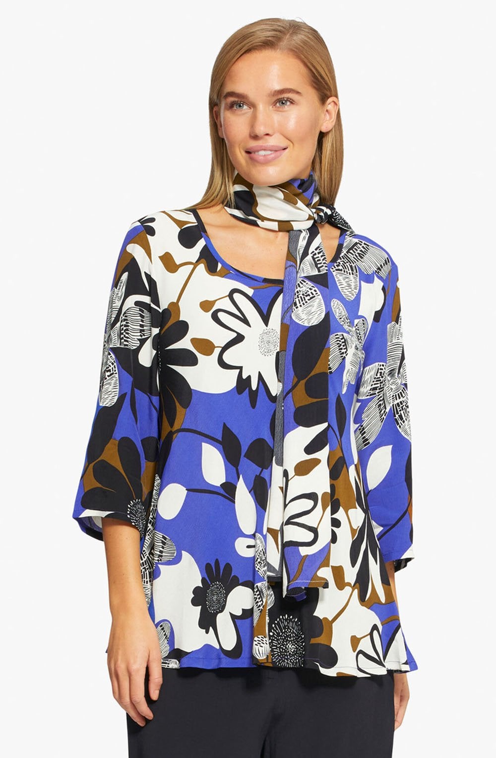 Kia Blue Bold Floral Top
