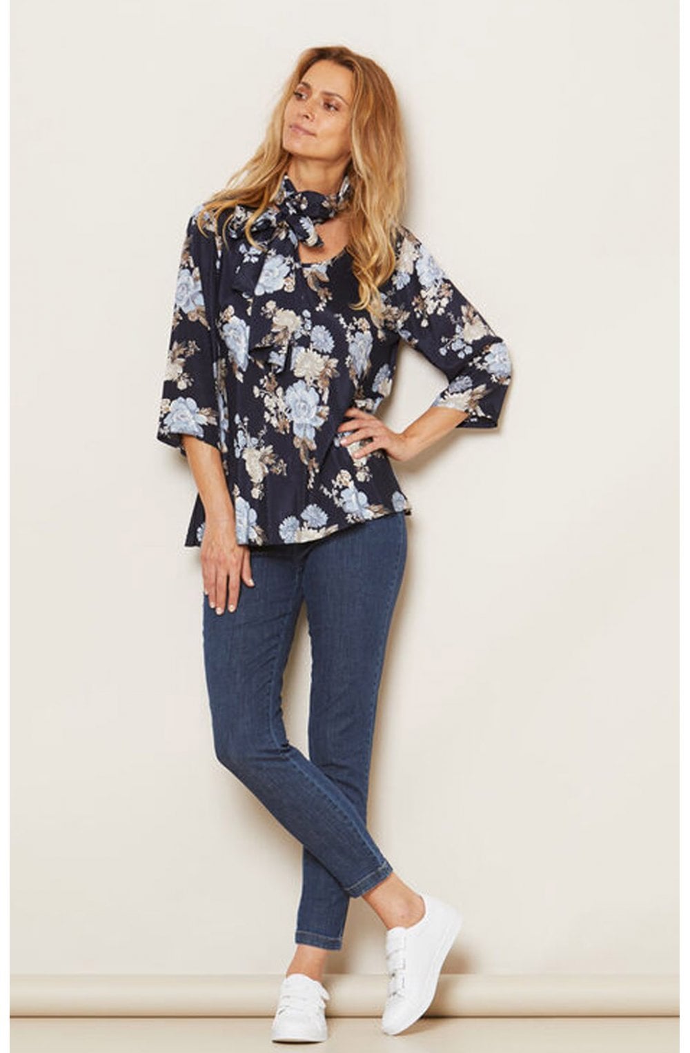 Kia Blue Floral Print Top
