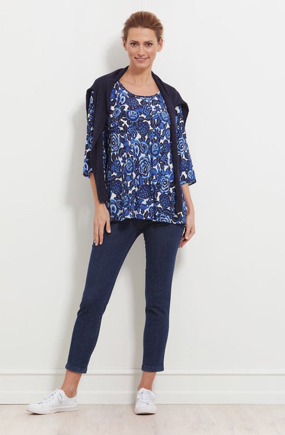 Kiwi Greek Blue Floral Top