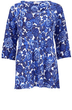 Kiwi Greek Blue Floral Top