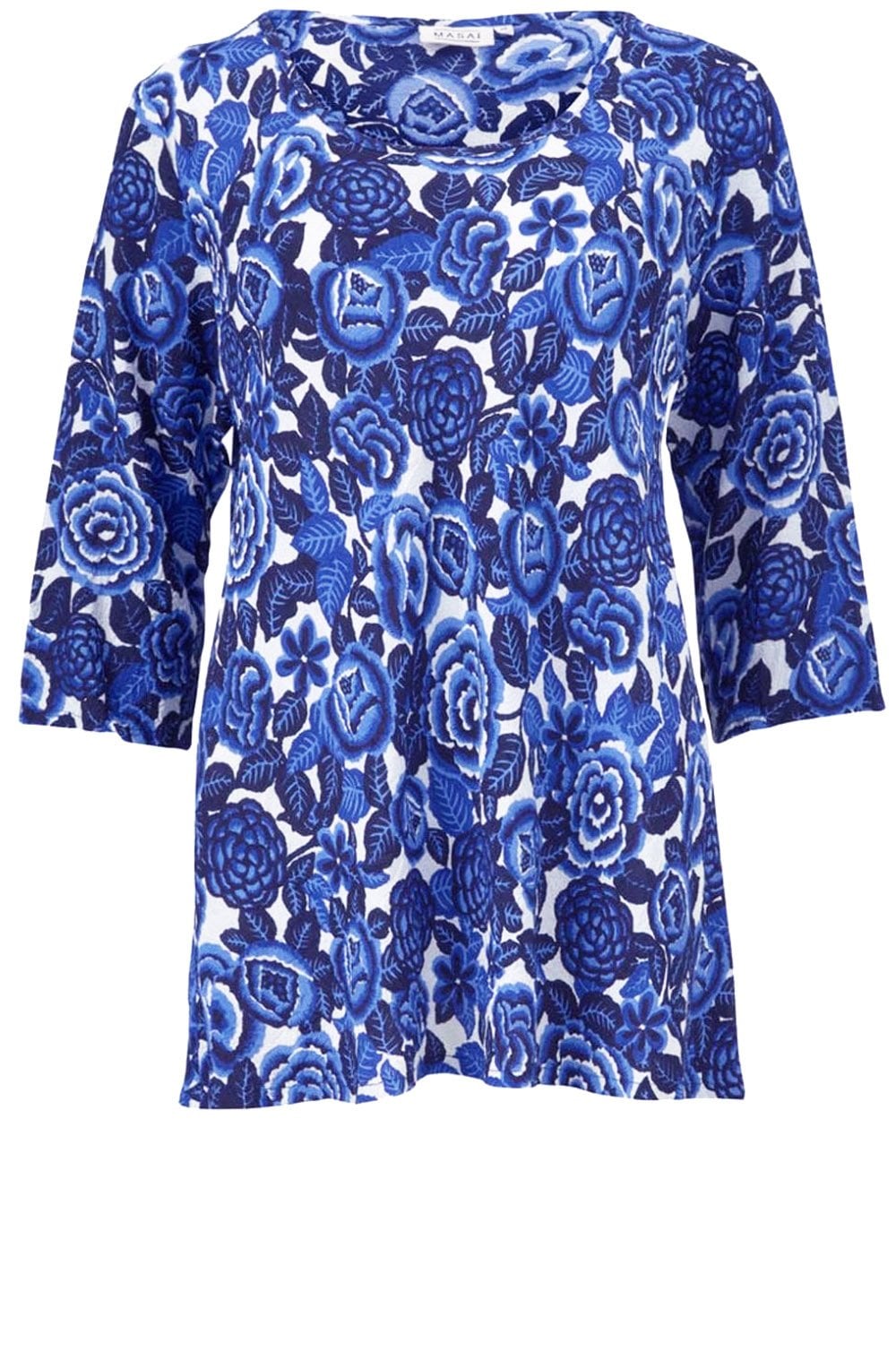 Kiwi Greek Blue Floral Top