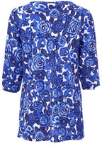 Kiwi Greek Blue Floral Top