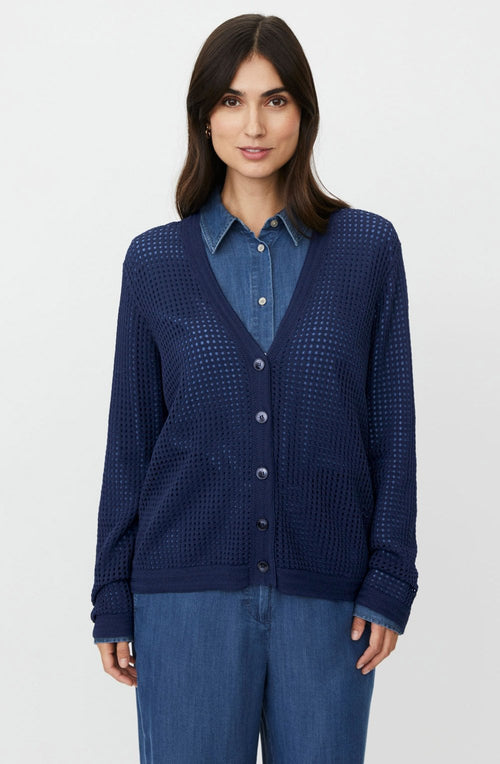 Larkena Navy Blazer Open Weave Cardigan