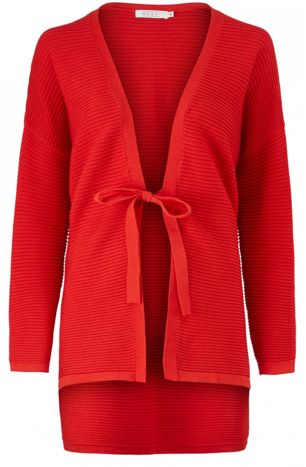 Leani Red Ribbed Knit Cardigan