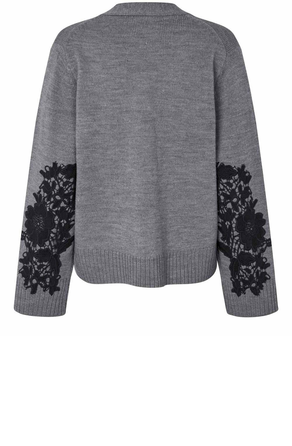 Leviane Misty Grey Lace Overlay Cardigan