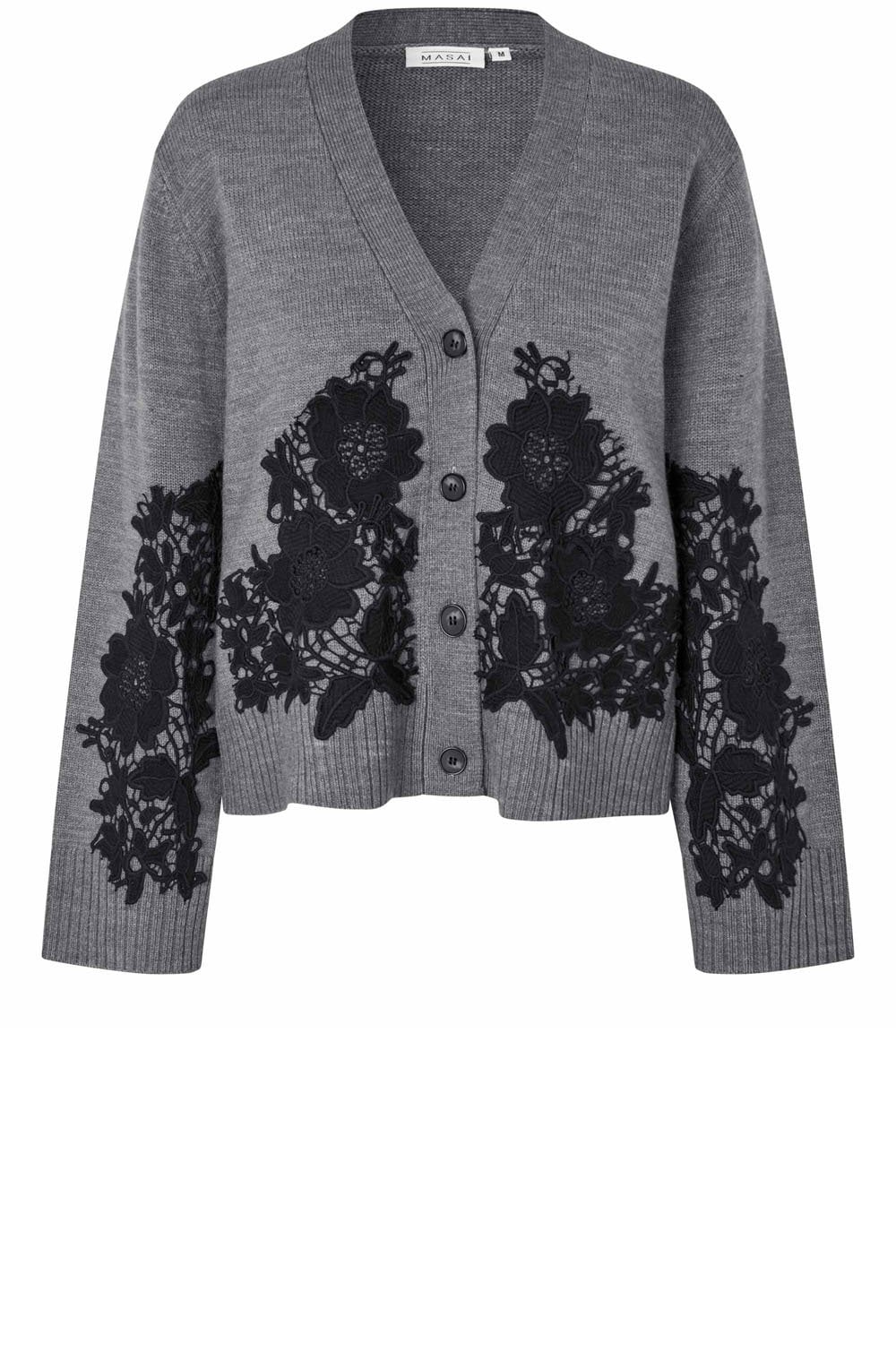 Leviane Misty Grey Lace Overlay Cardigan