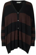 Lina Coffee Black Oversized Cardigan