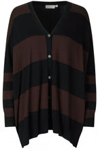 Lina Coffee Black Oversized Cardigan