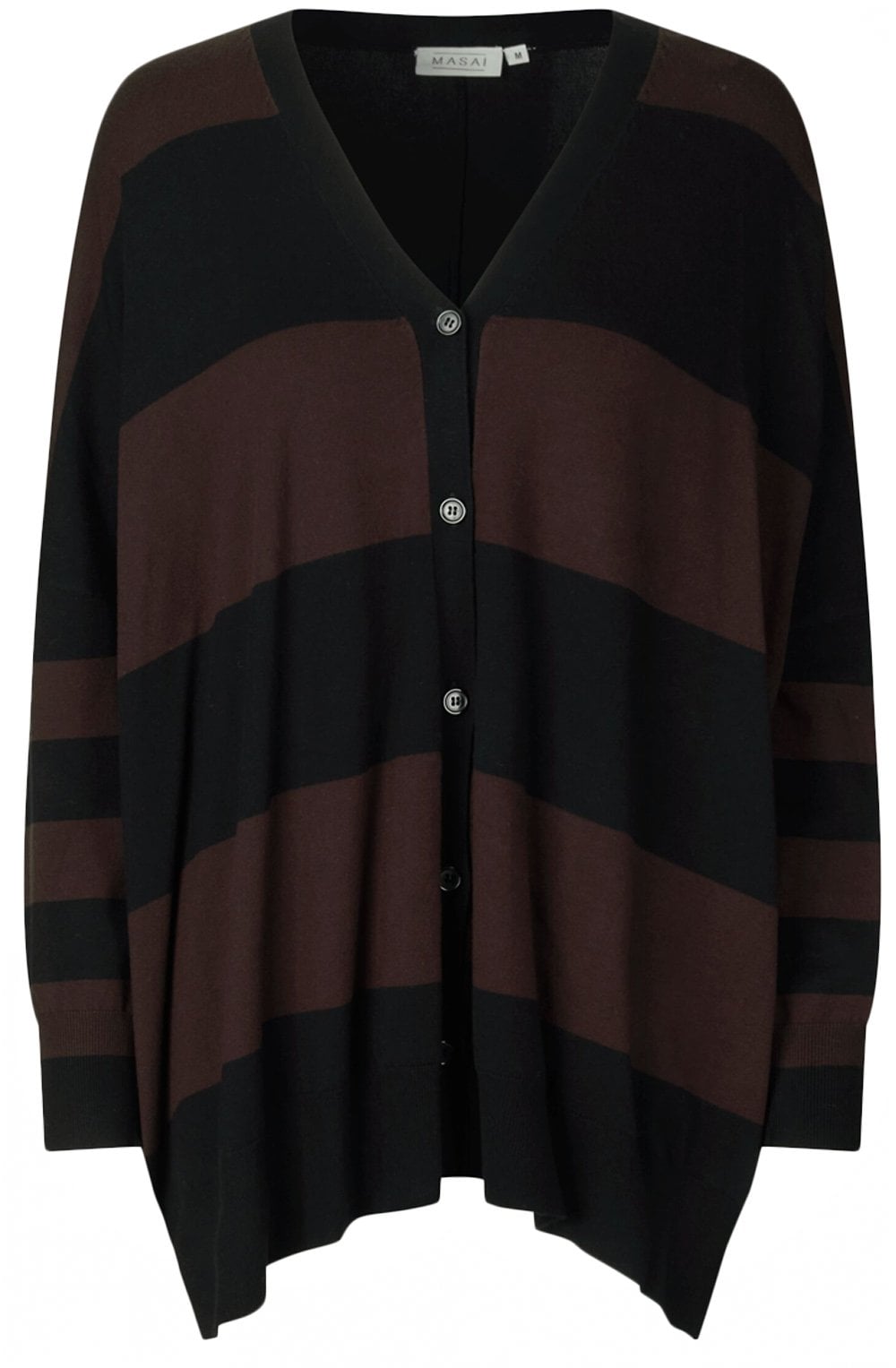 Lina Coffee Black Oversized Cardigan