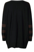 Lina Coffee Black Oversized Cardigan