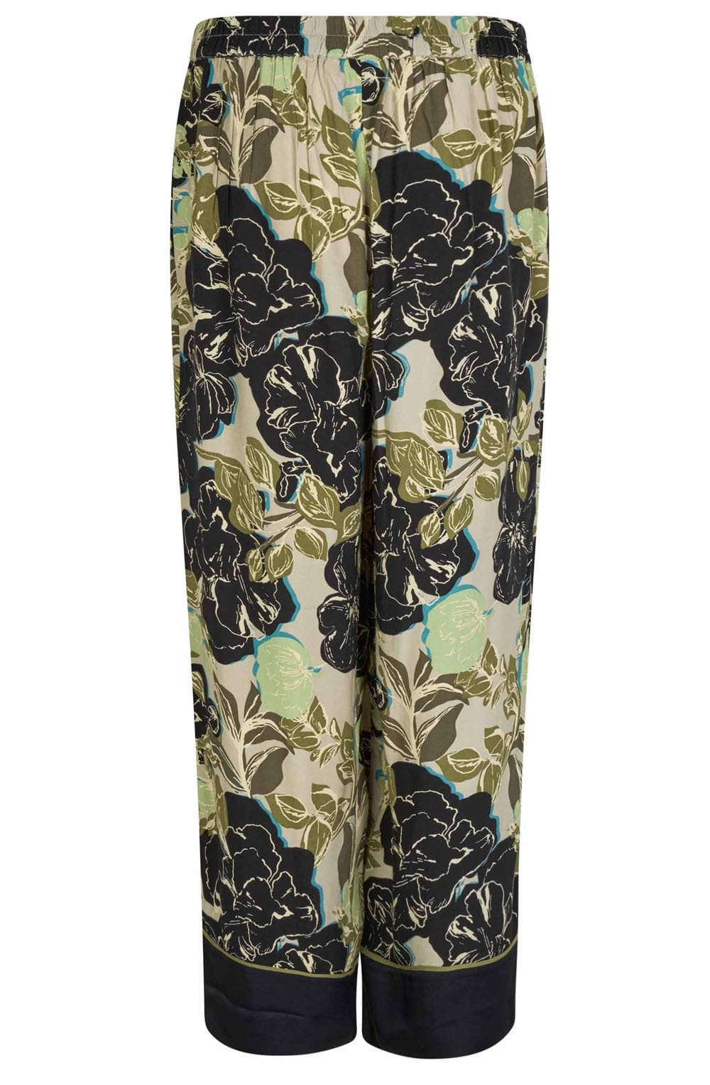 Loden Green Floral Wide Leg Pattys Trousers