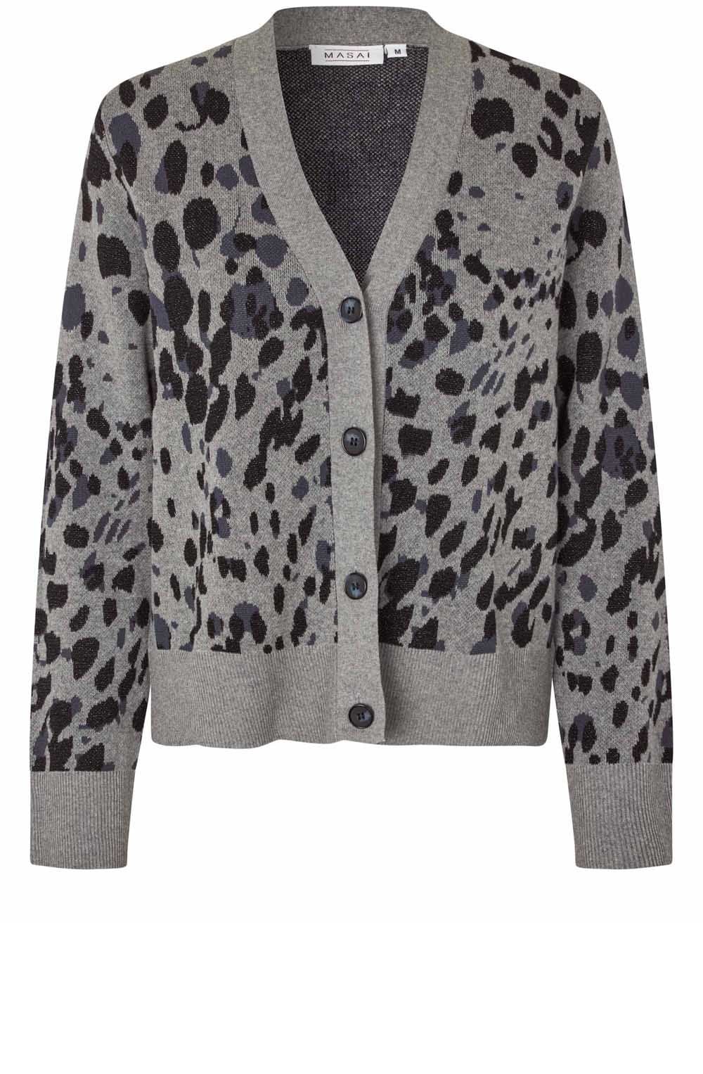 Lokina Black and Grey Animal Print Cardigan