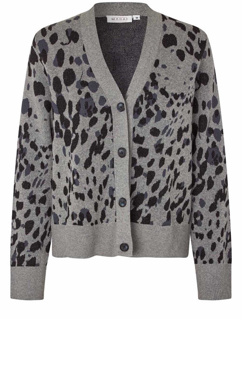 Lokina Black and Grey Animal Print Cardigan