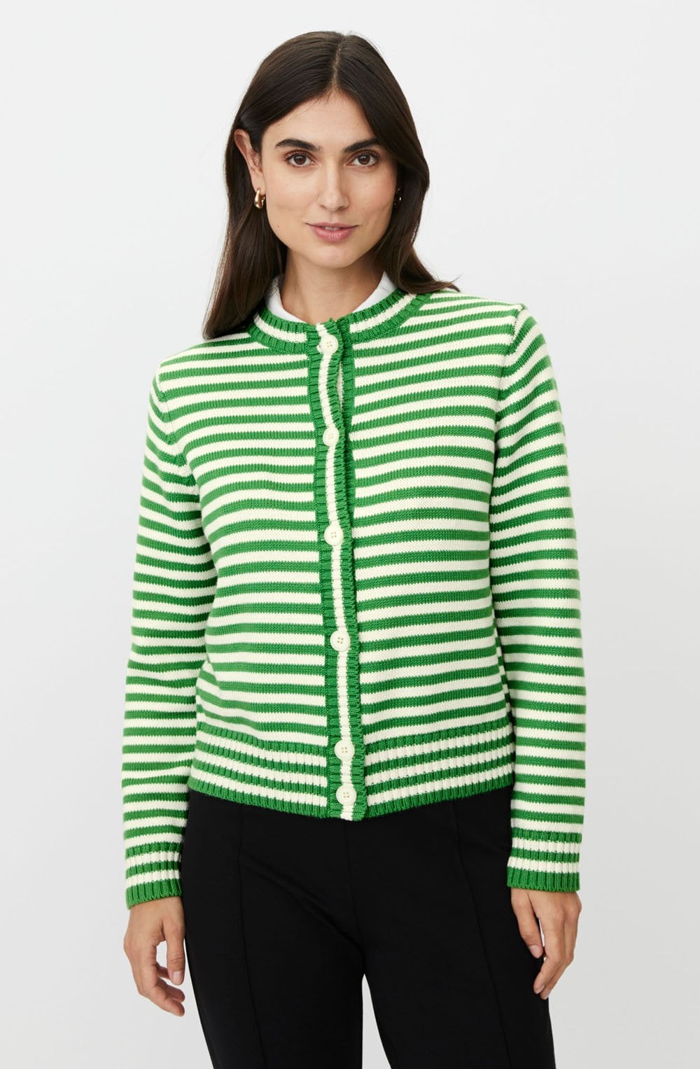 Lucanja Green Stripe Knit Cardigan