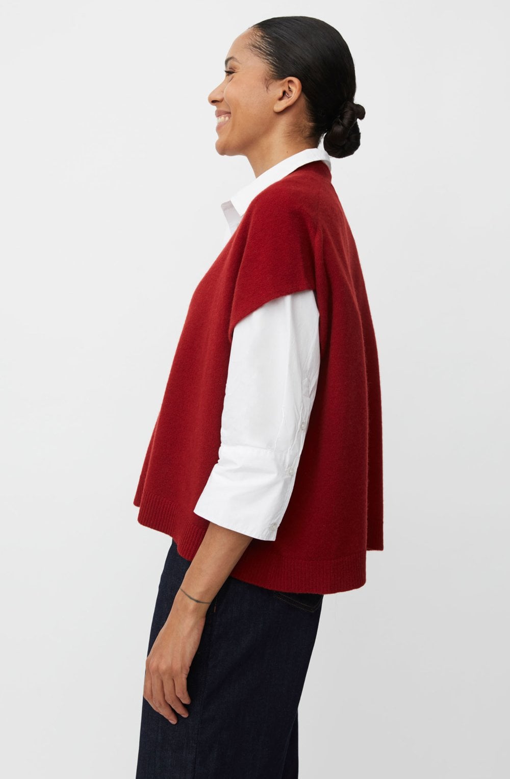 Lucanne Red Dahlia Short Sleeved Cardigan