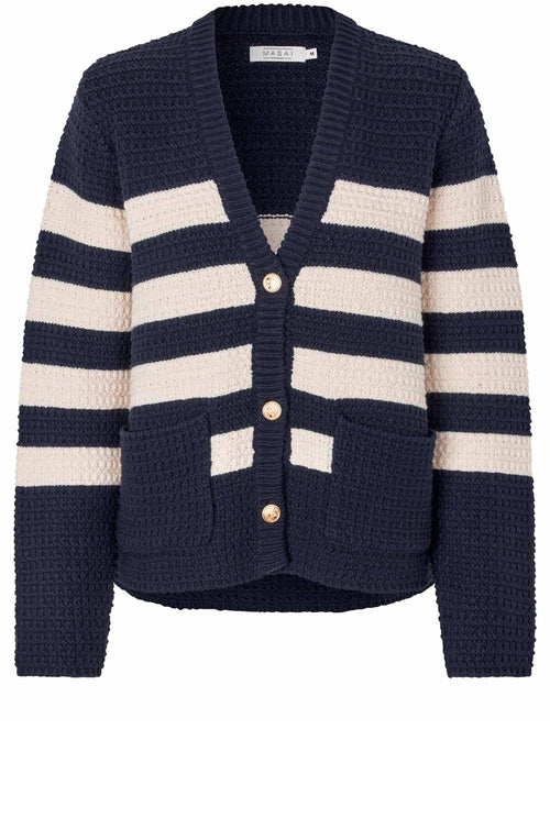 Lyrana Navy Blazer Chunky Knit Cardigan