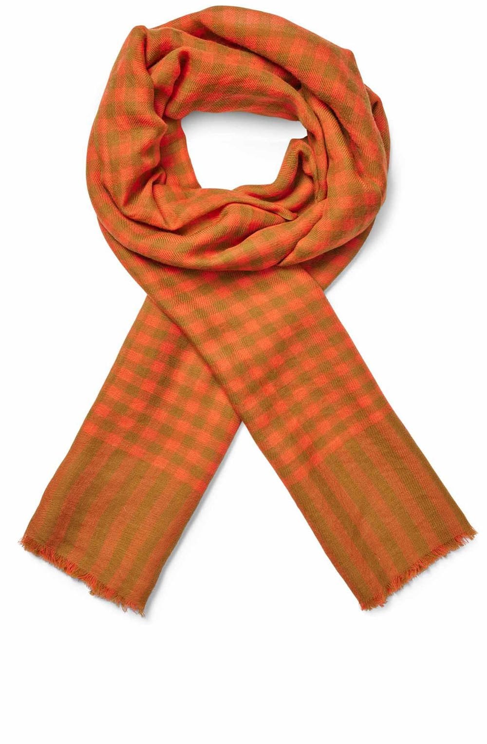 MaAdelena Spicy Orange Check Scarf