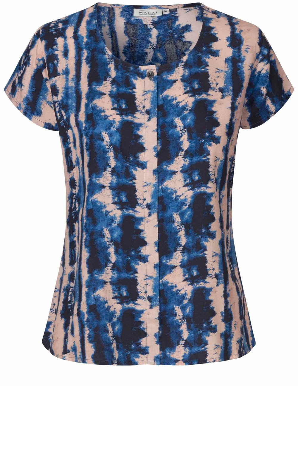 MaAla Navy Peony Button Down Blouse