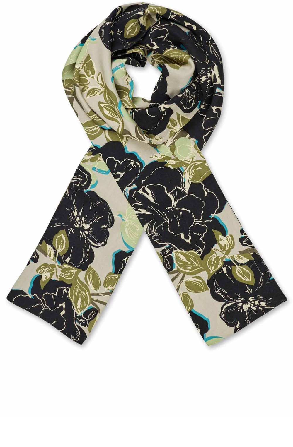 MaAlo Loden Green Floral Scarf