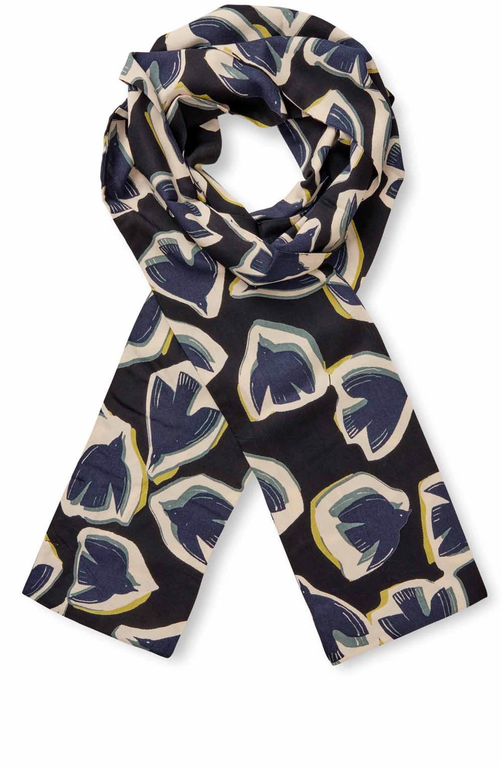 MaAlo Maritime Blue Swallow Print Scarf